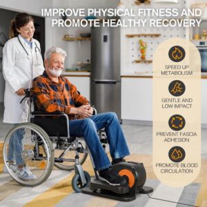 ESL Under Desk Elliptical – Portable Leg Exerciser with Pedal Strap for Seniors, Compact Seated Elliptical with Remote Control, LCD Display Electric Elliptical Trainers for Home