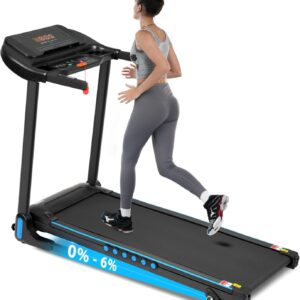 Merax Treadmill for Home, 10MPH Foldable Treadmills with Incline，Caminadora Eléctrica para Casa, 3.0HP Walking Pad Treadmills with 350LBS Capacity,Bluetooth,Pulse Monitor,2 Layers Shock-Absorbing