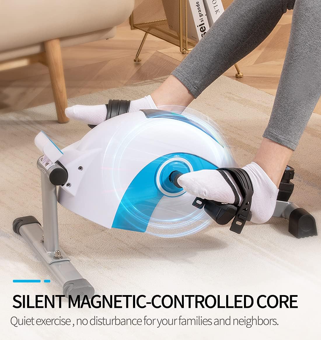 Under Desk Mini Pedal Exerciser for Arm & Leg Workout, Portable Compact Exercise Bike with Adjustable Resistance & LCD Display - Image 6