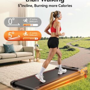 Walking Pad Treadmill, Anylife Incline Walking Pads Under Desk 330lb Capacity, 2.5HP Portable Treadmills for Home, Compact Treadmill Small Running Pad with LED Display, Remote Control