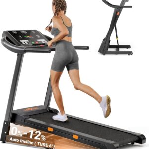 THERUN Incline Treadmill for Running and Walking, 300 lbs Weight Capacity, Wide Belt, 3.0 HP, 18″ LED Screen, 2 Layers Shock-Absorbing