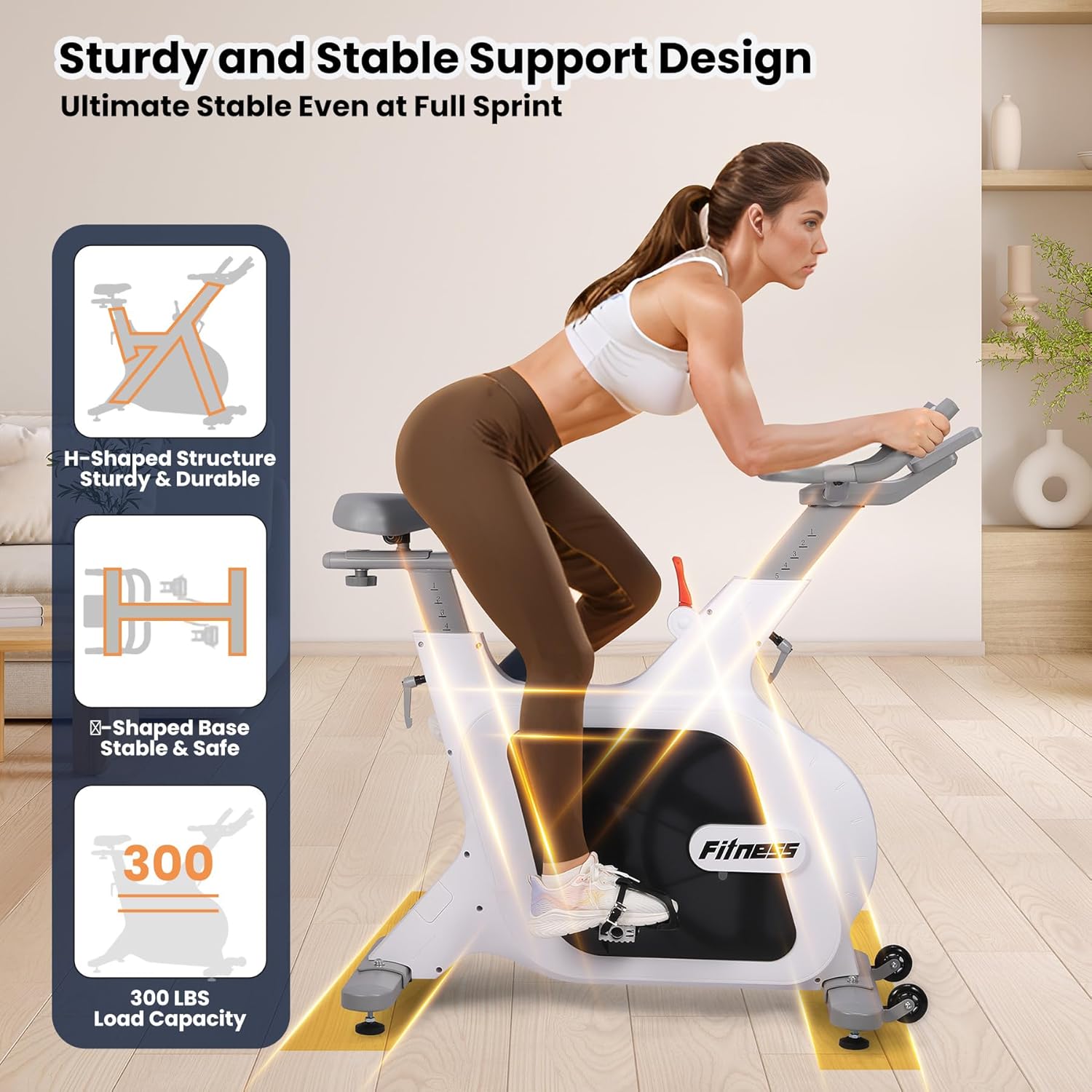 Exercise Bike, Stationary Bikes for Home with 32-Level Quiet Magnetic Resistance, Electromagnetic Spin Bike with LCD Display for 7 Types of Data, Including Pulse, Calories, and Distance Etc - Image 2