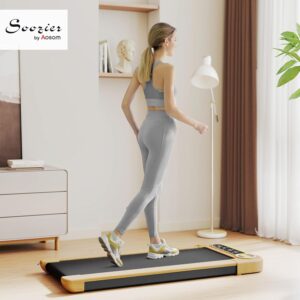 Soozier Walking Pad, Under Desk Treadmill with 17″ x 43″ Wide Belt, Remote Control, Bluetooth Speaker, Wheels and LED Display, Quiet 2.5HP Walking Machine for Home Gym Office, Installation-Free
