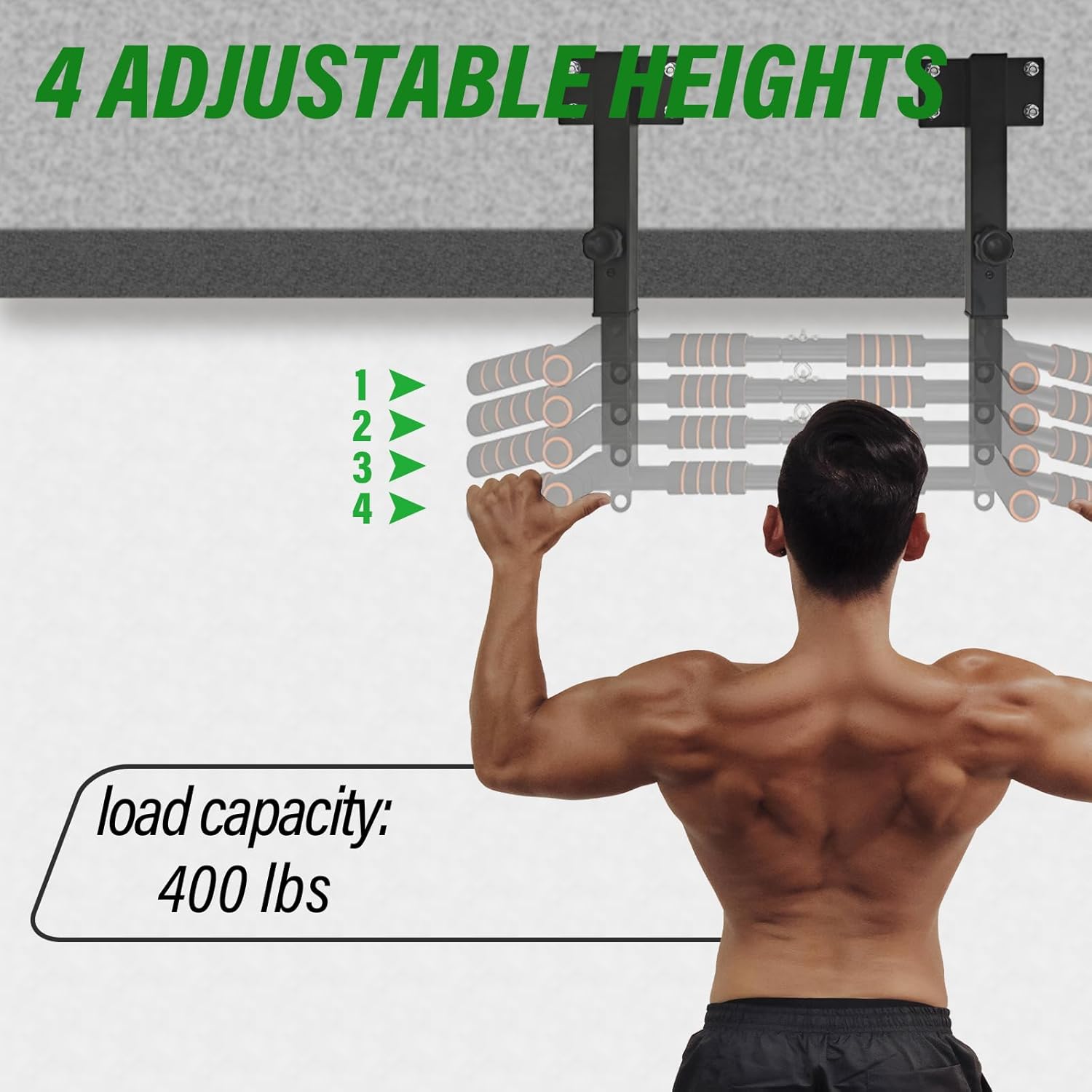 ptlsy Wall Mounted Pull Up Bar Multifunctional with Multi-grip Chin Up Bar Heavy Duty Dip Station for Home Gym Indoor Workout, Fitness Equipment, Dip Stand Supports to 440 Lbs - Image 4