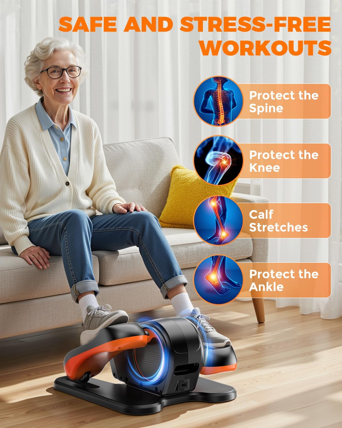 Foot Exerciser, Electric Pedal Exerciser, LCD Display & 12 Adjustable Speed Foot Pedal Exercise Machine, Portable & Quiet Exercise Equipment for Seniors, Mini Under Desk Pedal Exerciser - Image 2