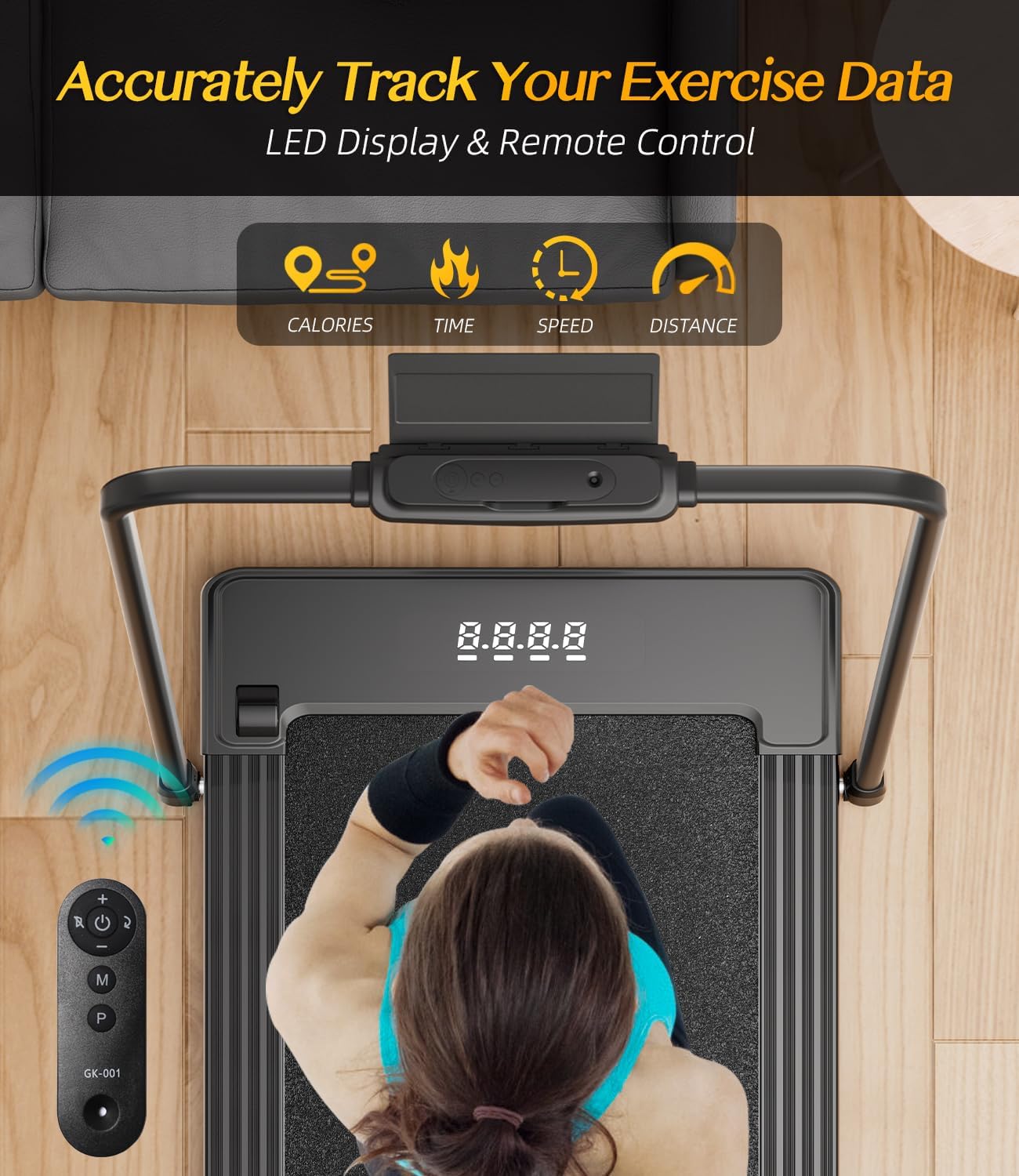 2 in 1 Folding Treadmill, Smart Walking Running Machine with Bluetooth Audio Speakers, Installation-Free,Under Desk Treadmill for Home/Office Gym Cardio Fitness - Image 3