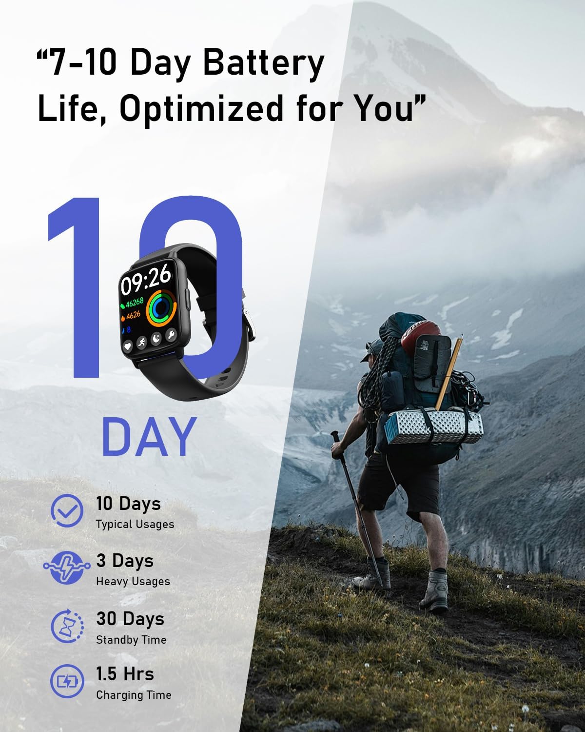 Smart Watches for Men Women Fitness - Fitness Tracker with Monitor iP68 Waterproof 100+ Sport Mode Activity Trackers Compatible iPhone Android Phones - Image 6