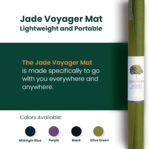 JadeYoga Voyager Yoga Mat – Lightweight & Portable Rubber Yoga Mat – Non-Slip Exercise Mat for Women & Men – Great for Yoga, Home Workout, Gym Fitness, Pilates, Stretching, and More