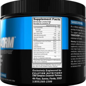 Evlution Thermogenic Fat Burning Support Powder Nutrition Trans4orm Fast Acting Energy Powder to Support Fast Metabolism Weight Loss and Mental Focus with CLA Carnitine and Alpha GPC – Blue Raz