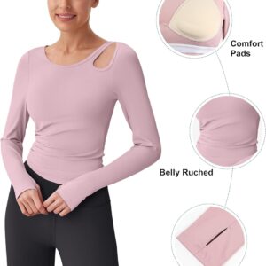 BMJL Womens Workout Tops Built in Bra Active Long Sleeve T Shirt Yoga Athletic Gym Clothes Crop Fall Shirts 2025