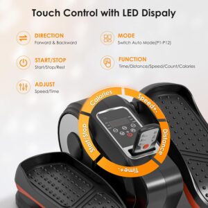 Under Desk Elliptical Machine – Electric Pedal Exerciser with 12 Adjustable Speeds, Quiet & Portable, LED Display, Ideal for Seniors & Adults, Home or Office Use (Black)