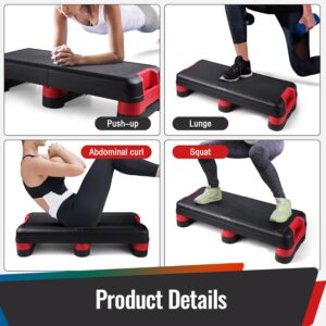 33.5″ Aerobic Exercise Folding Step Platform for Home Workout, Configurable 3 Height Workout Stepper for Office Indoor Home Gym Exercise, Lightweight, Save Storage Space Aerobic Step Platform
