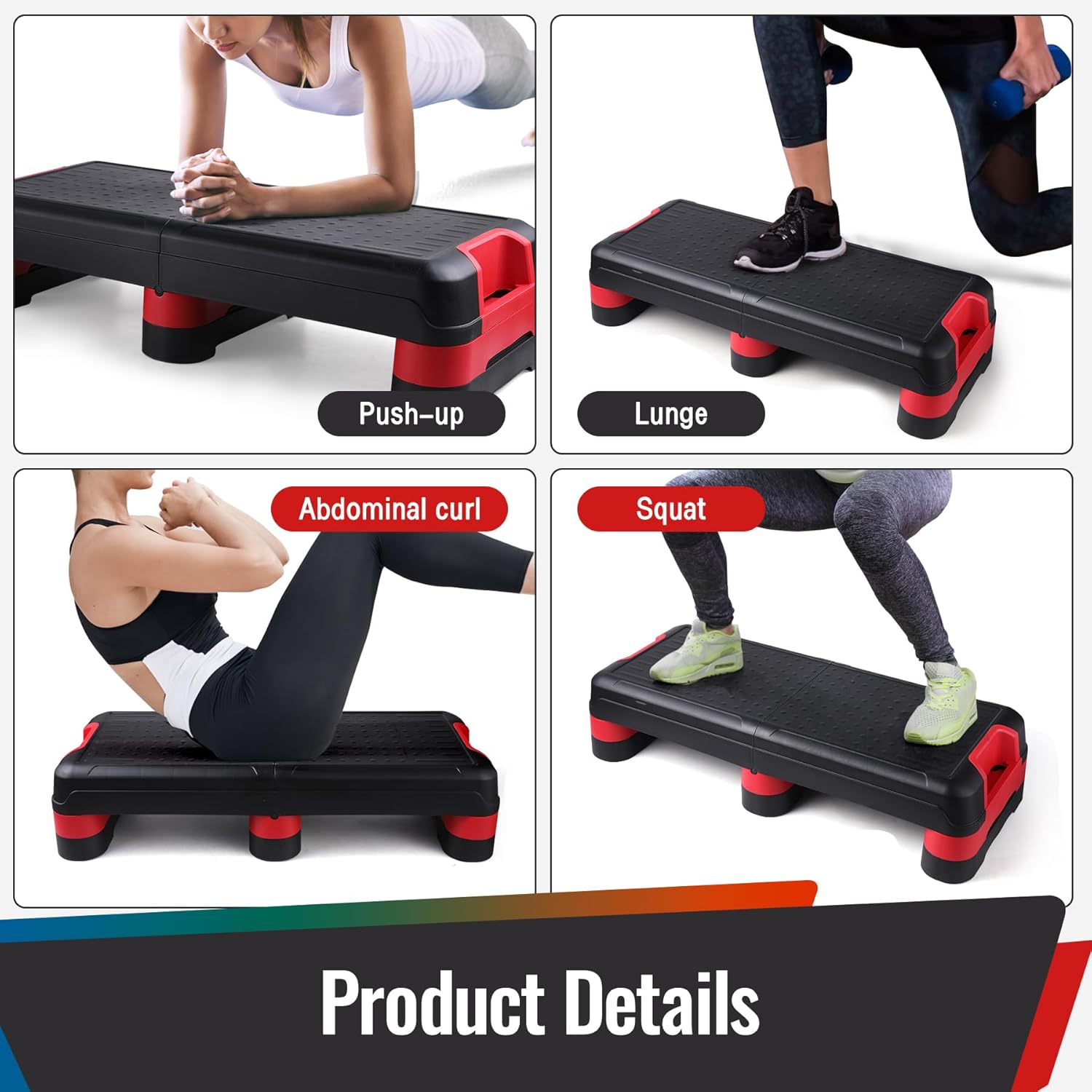 33.5" Aerobic Exercise Folding Step Platform for Home Workout, Configurable 3 Height Workout Stepper for Office Indoor Home Gym Exercise, Lightweight, Save Storage Space Aerobic Step Platform - Image 2