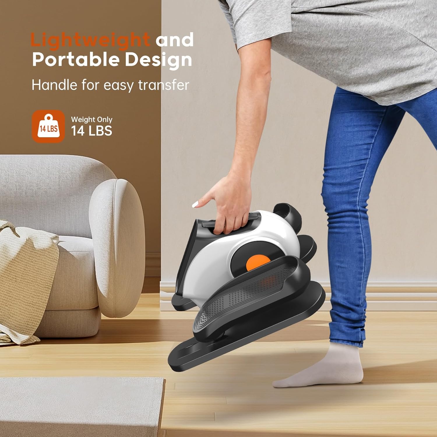 Under Desk Elliptical for Seniors, 2-in-1 Electric Leg Exerciser with Remote, 10 Resistance Levels & 10 Speeds, 3 Auto Modes, Quiet & Fully Assembled, Non-Slip Pedals - Image 8