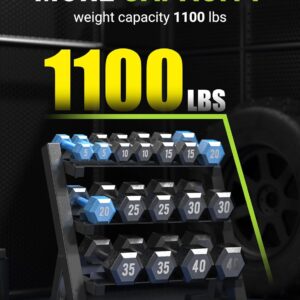 YOLEO Dumbbell Rack – 3 Tier & 5 Tier Compact Weight Rack for Dumbbell, Kettlebell, Barbell, Heavy Duty Weight Storage Organizer, Space-Saving Dumbbell Storage Stand Holder for Home Gym – 1100LBS Capacity (Rack Only)