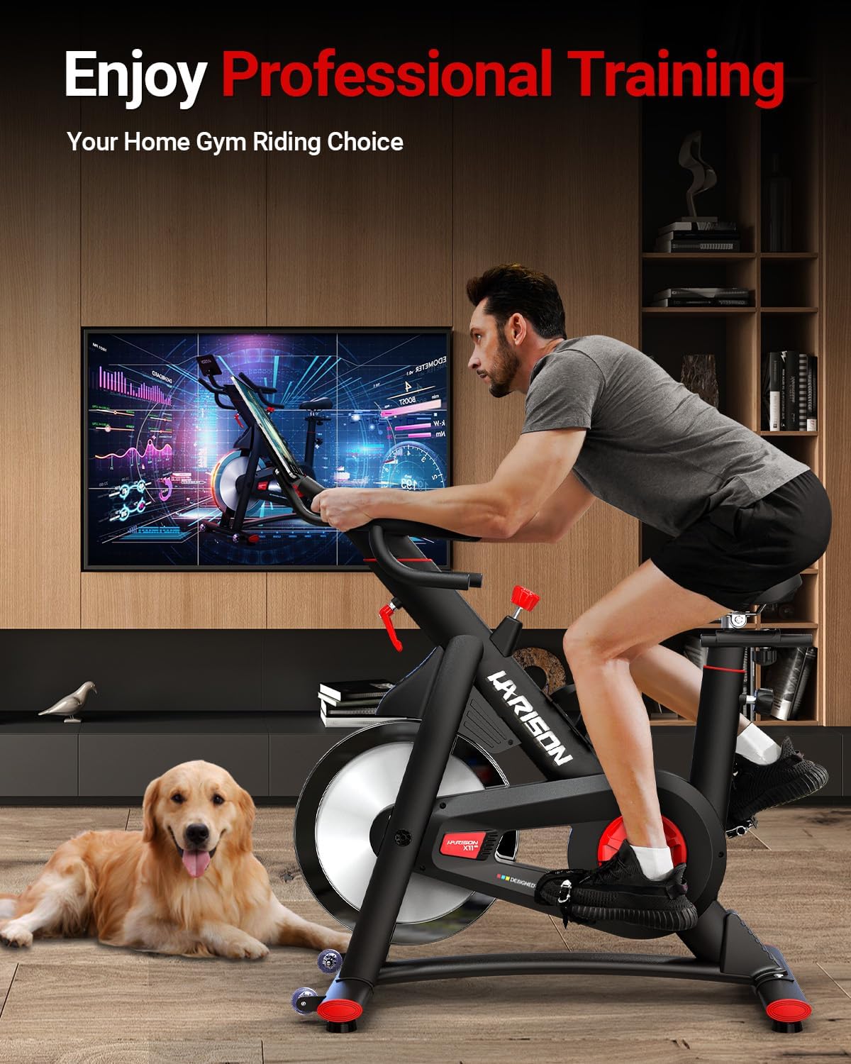 HARISON Semi-Commercial Exercise Bike 400 lbs Capacity, Magnetic Stationary Bikes for Home Gym with Bluetooth & Tablet Holder & Comfortable Seat Cushion - Image 6
