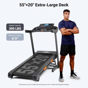 THERUN 20% Auto Incline Treadmill, 12 MPH and 3.5 HP, 55″ x 20″ Large Running Belt with Advanced Console, All-in-One Foldable Treadmills for Home with Incline for Intensive Workout