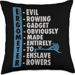 Ergometer Rowing Exercise Machine Erg Crew Rower Coxswain Throw Pillow