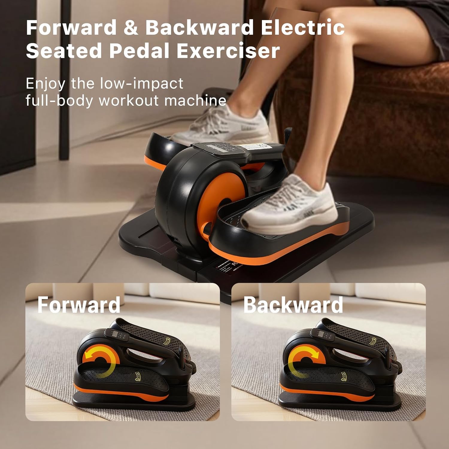 Under Desk Elliptical Machine,Electric Ellipse Leg Exerciser as See on TV with Remote Control,12 Level Speeds Seated Pedal Exerciser for Seniors Adults, Manual & Auto Mode - Image 4