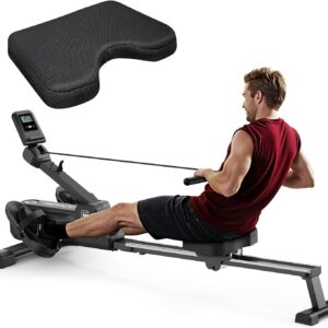 MERACH Magnetic Rowing Machines&Seat Cushion for Home, Foldable Rowing Machine, Compact Row Saves 20% Space, 350 LBS Load Capacity