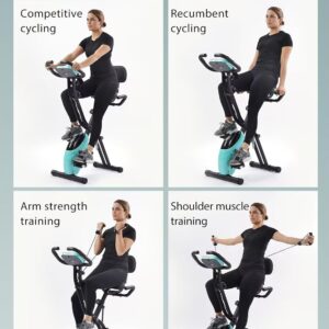 Merax Workout Bike For Home – 4 In 1 Recumbent Exercise Bike and Upright Indoor Cycling Bike Positions, 16 Levels Magnetic Resistance Exercise Bike, Foldable Stationary Bike Machine, Fitness Bike