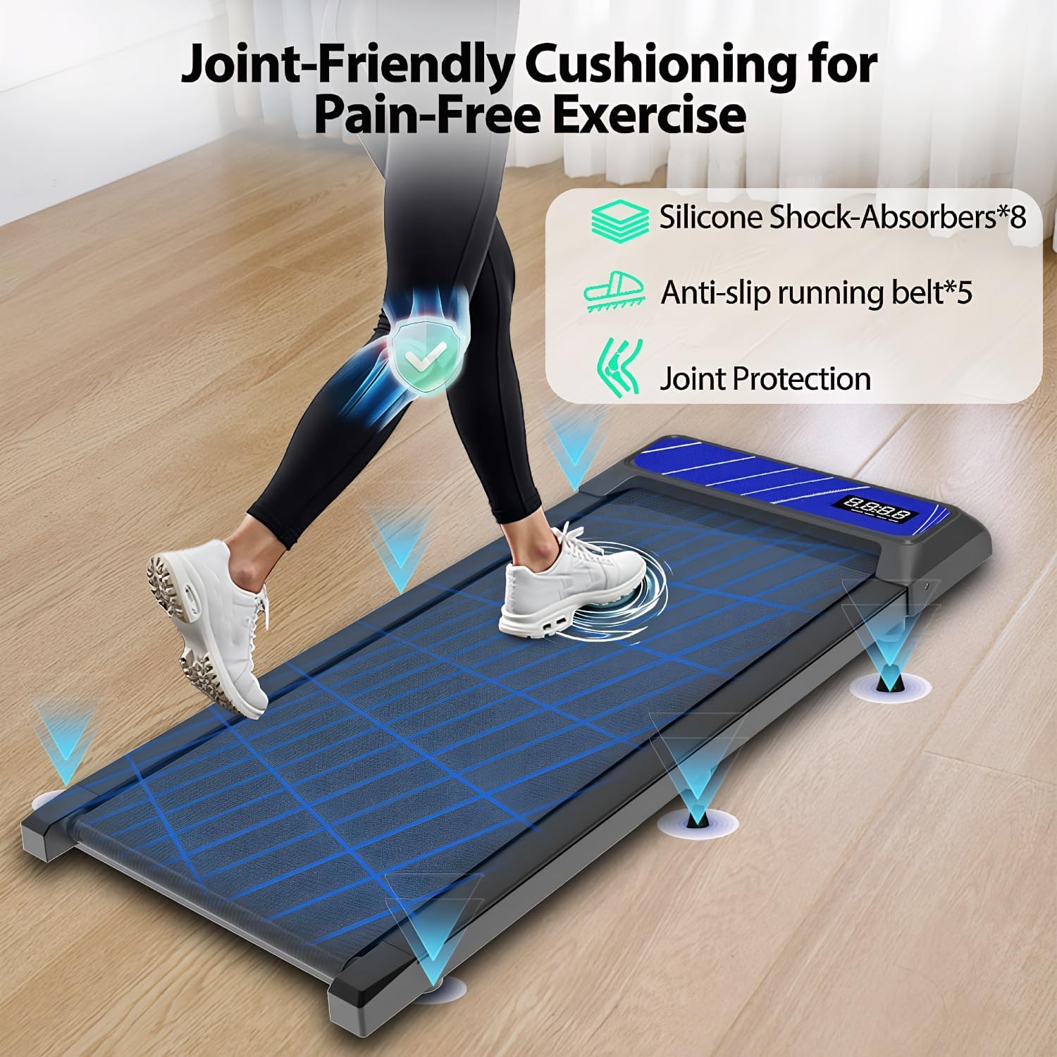 Walking Treadmill Pad, Under Desk Treadmills with Incline for Home Office,2.5 HP Portable Walking Machine with 265 LBS, Remote Control, LED Display - Image 6