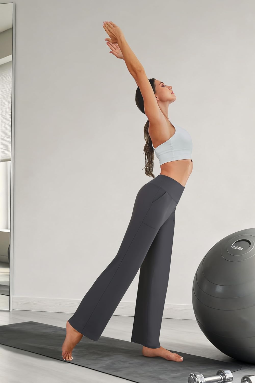 Wide Leg Pants Woman High Waist Yoga Pants with Pockets Loose Stretch Dress Work Sweatpants Casual Lounge - Image 5