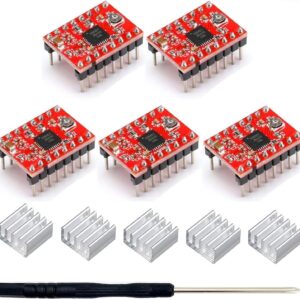 WWZMDiB A4988 Stepper Motor Drive with Heat Sink for Arduino, 3D Printer, CNC Machine or Robotics (5Pcs A4988)
