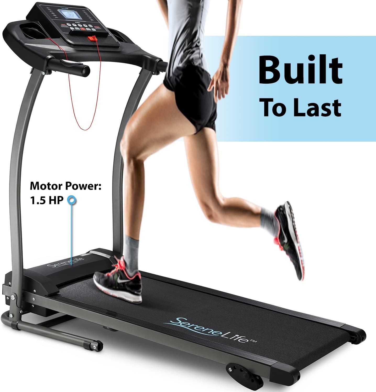 SereneLife Folding Treadmill Exercise Running Machine - Electric Motorized Running Exercise Equipment - Image 7