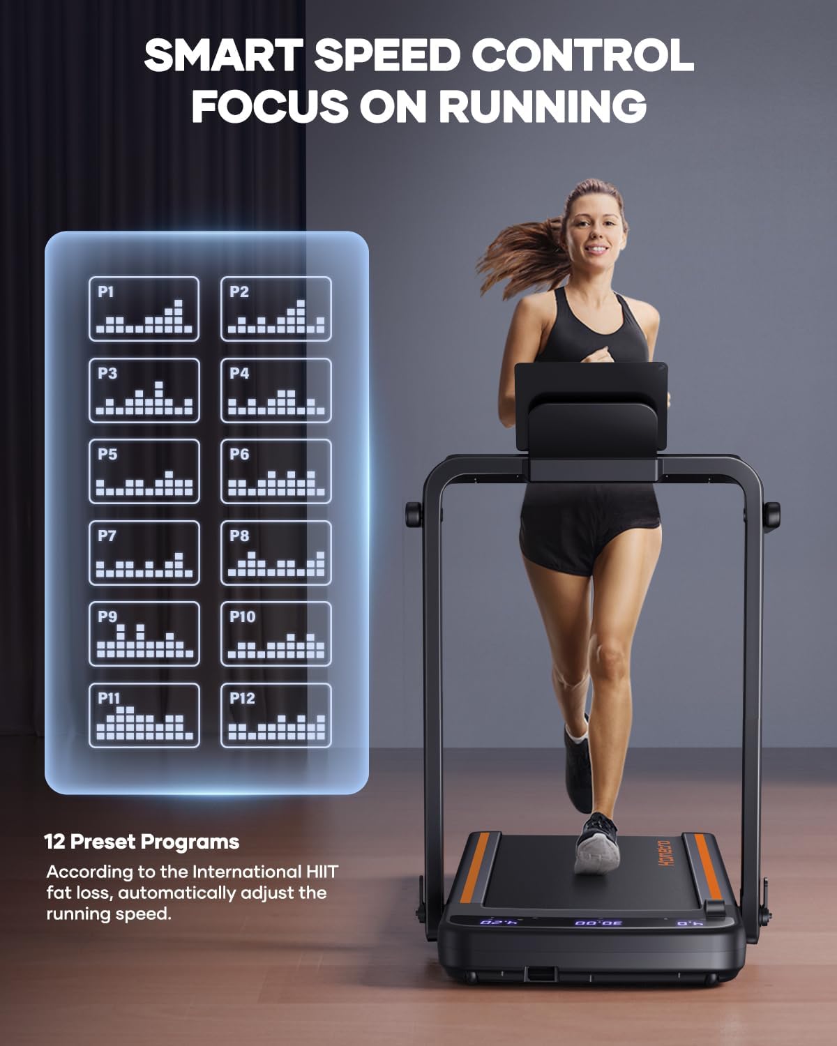 3.0HP Foldable Compact Treadmill,2 in 1 Walking Pad & Jogging Machine for Home/Office,Dual LED Touch Screens Folding Under Desk Motorized Treadmills 265lbs, App& Remote Control,Assembly-Free - Image 6