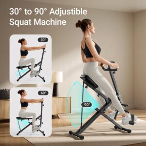 UMAY Squat Machine for Home, Foldable Exercise Equipment, Squat Rowing Machine with 3 High-Strength Resistance Band