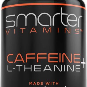SmarterVitamins 200mg Caffeine Pills – MCT Oil from 100% Coconuts + 100mg L-Theanine, Energy and Focus, Extended Release Capsule, 50 Liquid Softgels