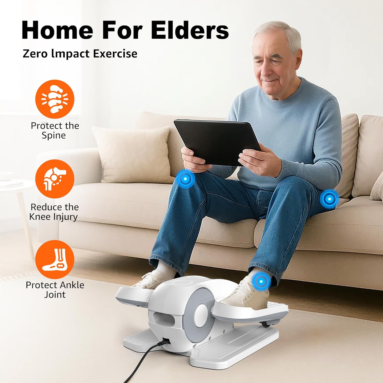 Under Desk Elliptical, Electric Leg Exerciser as Seen on TV for Seniors with 12 Adjustable Speed, Quiet Portable Electric Seated Pedal Exerciser Machine with Remote Control for Home Office - Image 3