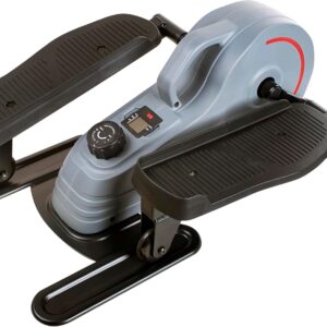 Sunny Health & Fitness 2-in-1 Sit/Stand Mini Elliptical Machine, Portable Under Desk Peddler Exerciser for Senior Home Workout, Optional Free Sunnyfit App Bluetooth Link, Handlebars or Resistance Band