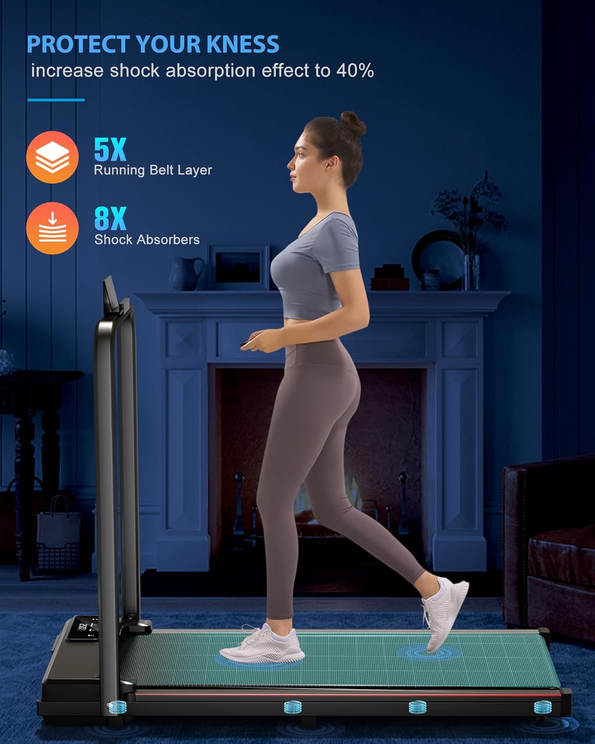 15% Auto Incline Treadmill for Home, Double Deck Treadmills with Incline,3.5HP Treadmills with Incline, Support Handrail/Console/App Control, Portable Treadmill Running Machine for Small Spaces - Image 7