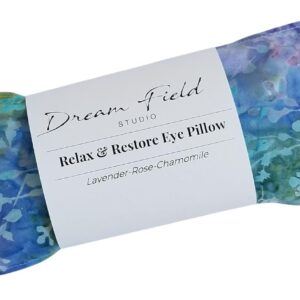 Lavender Eye Pillow for Relaxation – Organic Aromatherapy, Flaxseed Weight, Microwave or Freeze – Handmade Floral Cotton Pillow – Pastel Batik Undersea