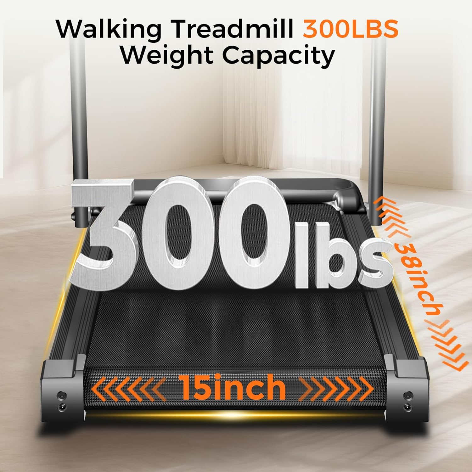 Treadmill with Incline, 3.0HP Small Treadmills for Home, Portable Electric Treadmill with Handles,Lightweight Walking Pad,Compact Running Treadmills,Walking Pad with Handle,LED Dispay,300LBS Capacity - Image 8