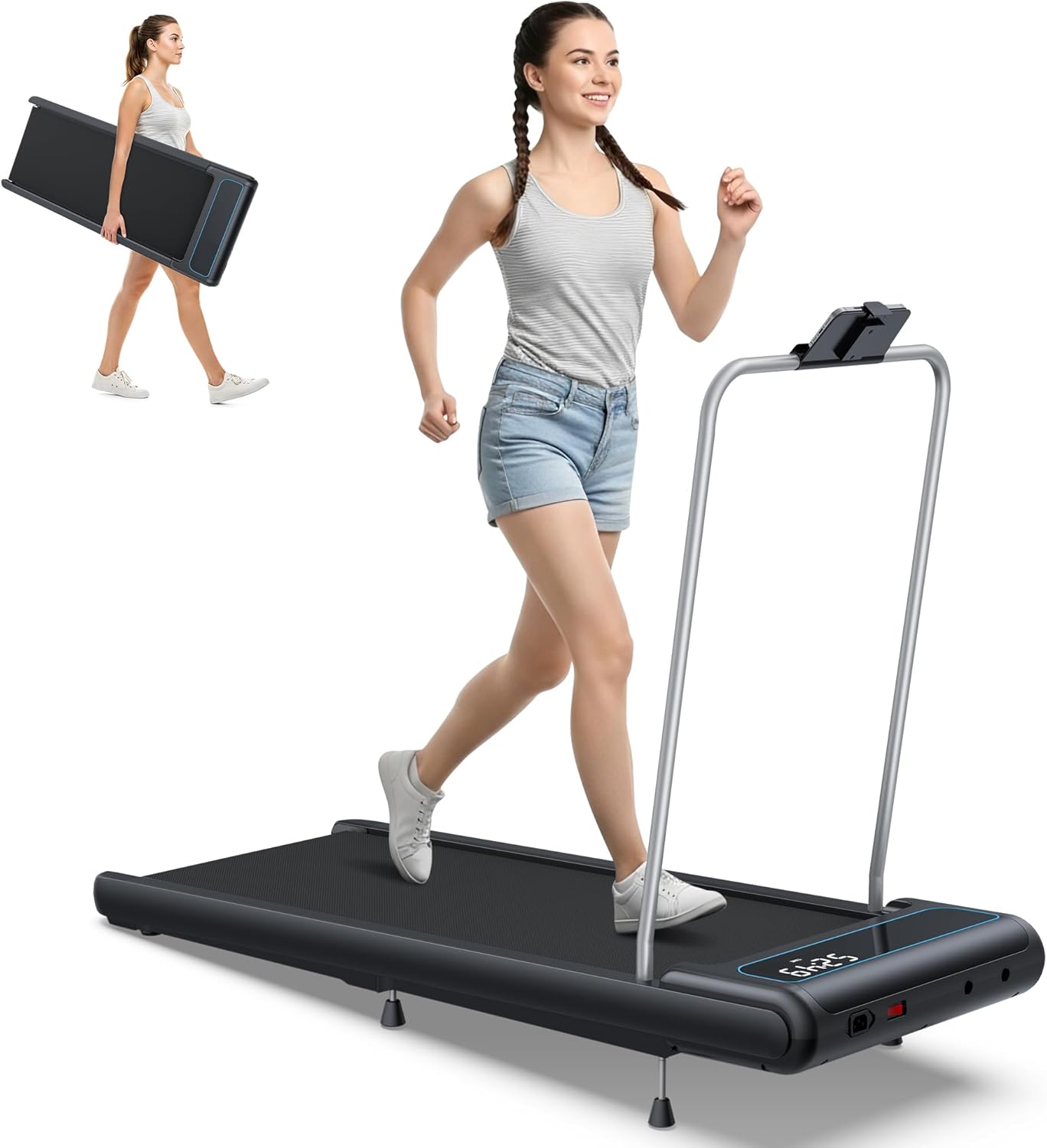 10% Incline Under Desk Walking Pad, 2.5HP Low Noise Treadmill for Home Office Apartment, 3 in 1 Lightweight Running Machine for Small Space, Works with Apps & Mute Remote Control, No Installation - Image 9