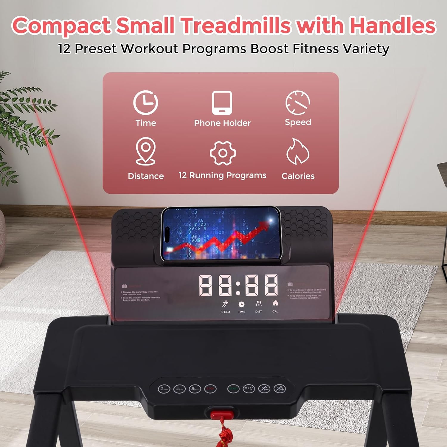 Walking Pad Treadmill with Handle Bar, 3.5HP Compact Electric Walking Pads Treadmills with Handles for Home Apartment Small, 0.6-10MPH Portable Foldable Folding Small Treadmill Home, 400LBS Capacity - Image 5