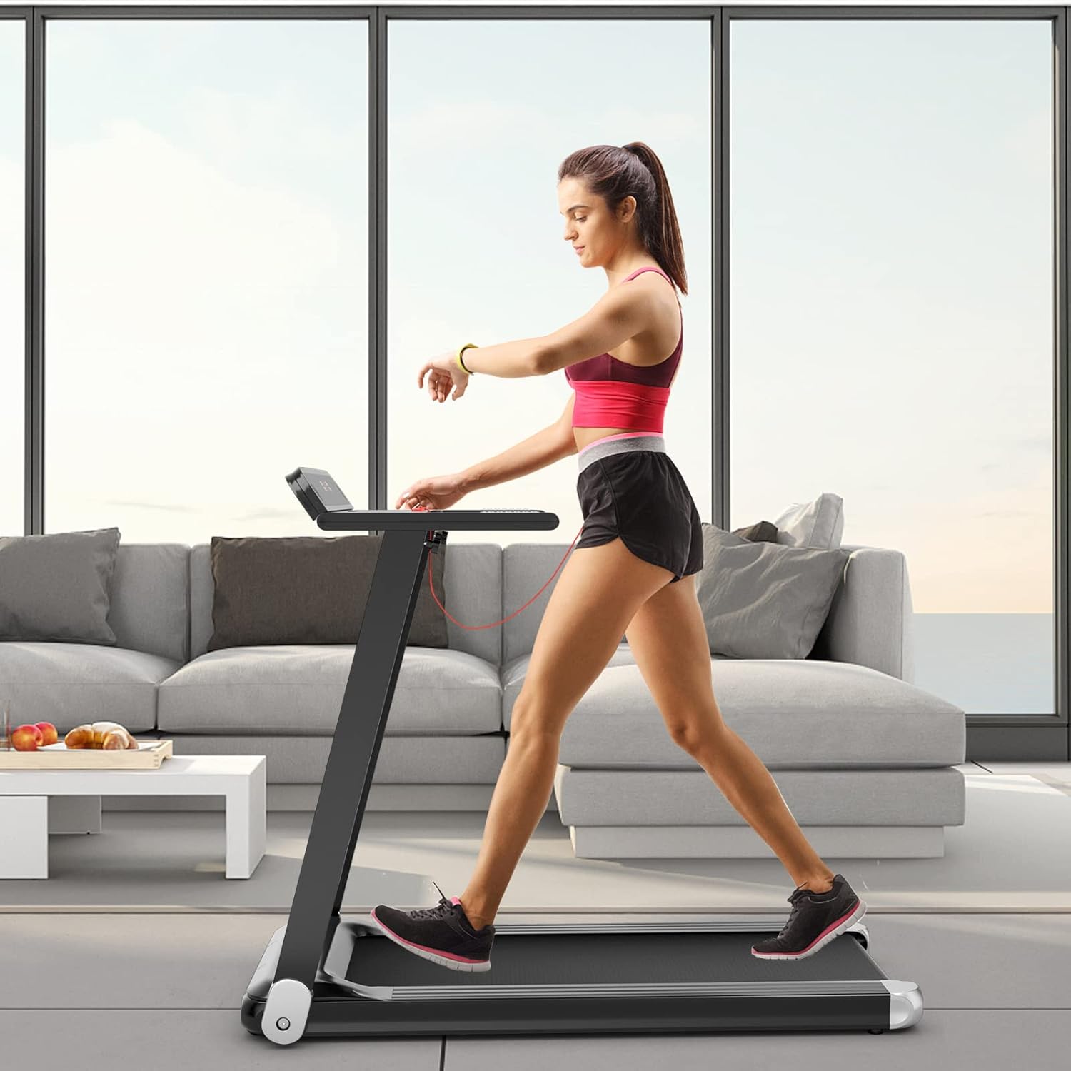 Goplus Folding Treadmill, Compact Superfit Treadmill with APP Control, Blue Tooth Speaker, 12 Preset Programs, LED Display and Device Holder, Walking Running Machine for Home Office - Image 9