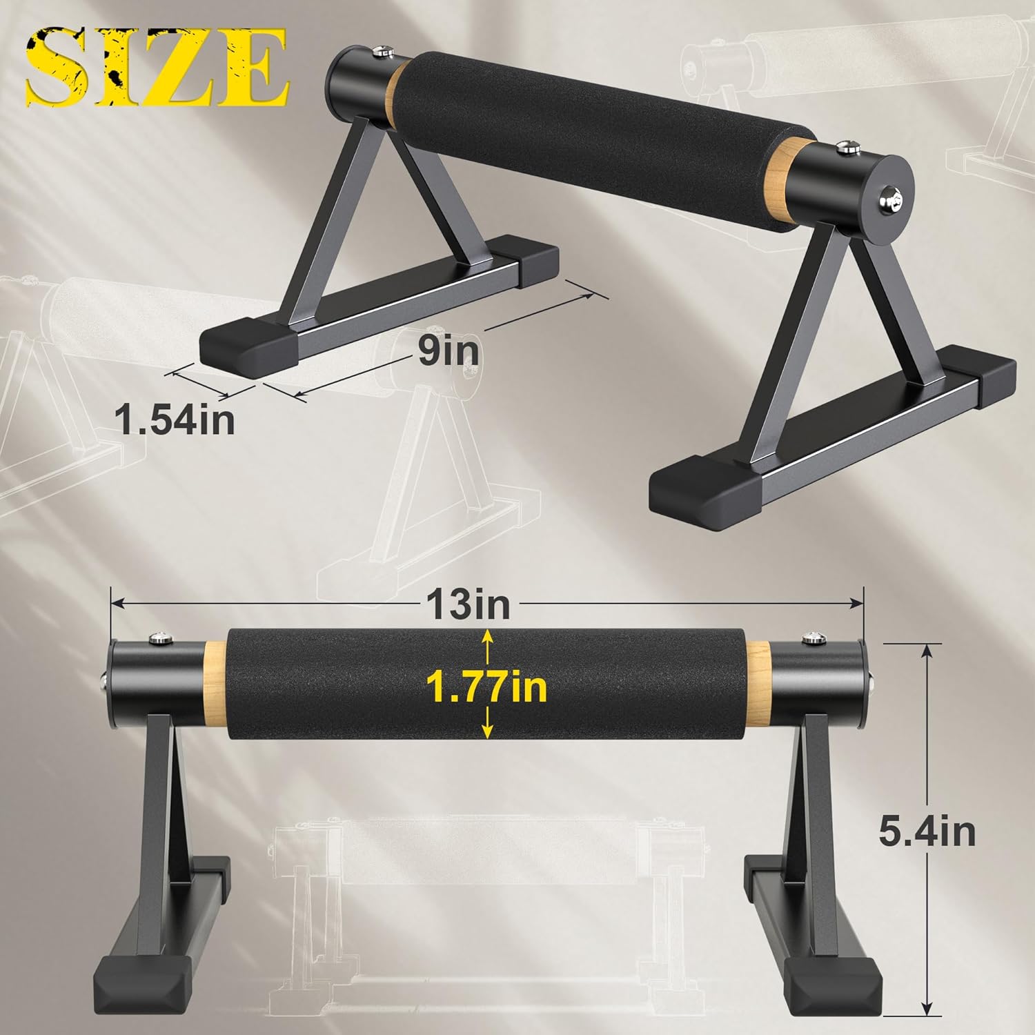 GanFindX Wood Parallettes Push Up Bars, Solid Wooden Handstand Bars with Anti-Slip Grip, Sturdy Metal Bracket Supports 600 lbs for Calisthenics, Fitness and Floor workout - Image 7