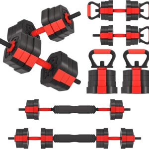 VIVITORY Dumbbell Sets Adjustable Weights, Free Weights with Connector, Non-Rolling Adjustable Dumbbell Set, Barbell for Home Gym, Hexagon, Cement Mixture