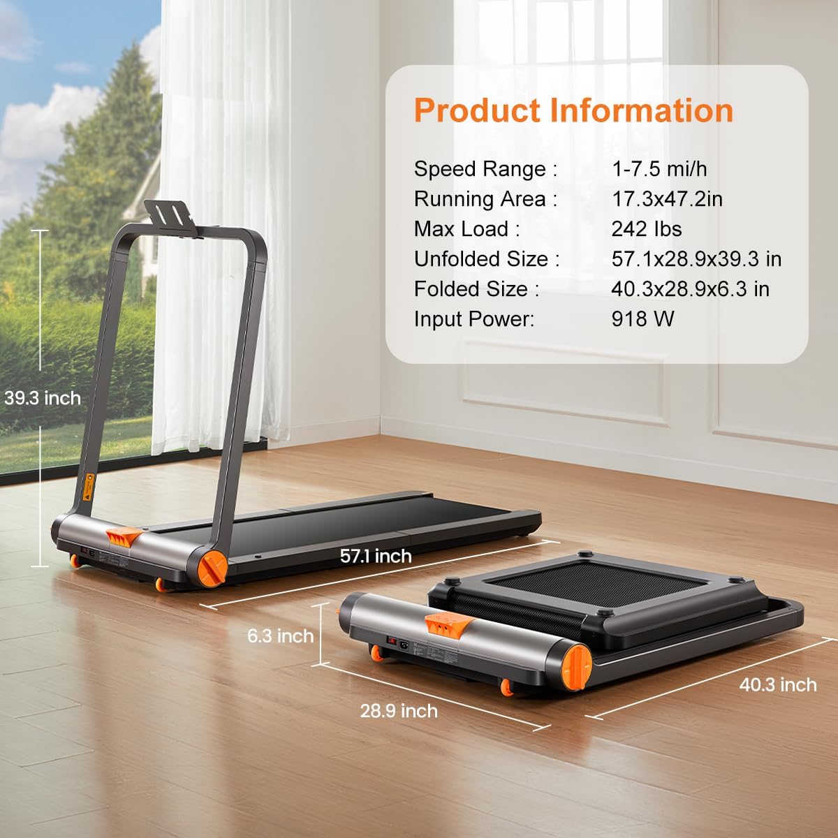 WALKINGPAD MC11 Folding Treadmill for Home, Extended Belt, Compact Running Machine with 7.5 mph Max Speed, No Assembly Needed - Image 6