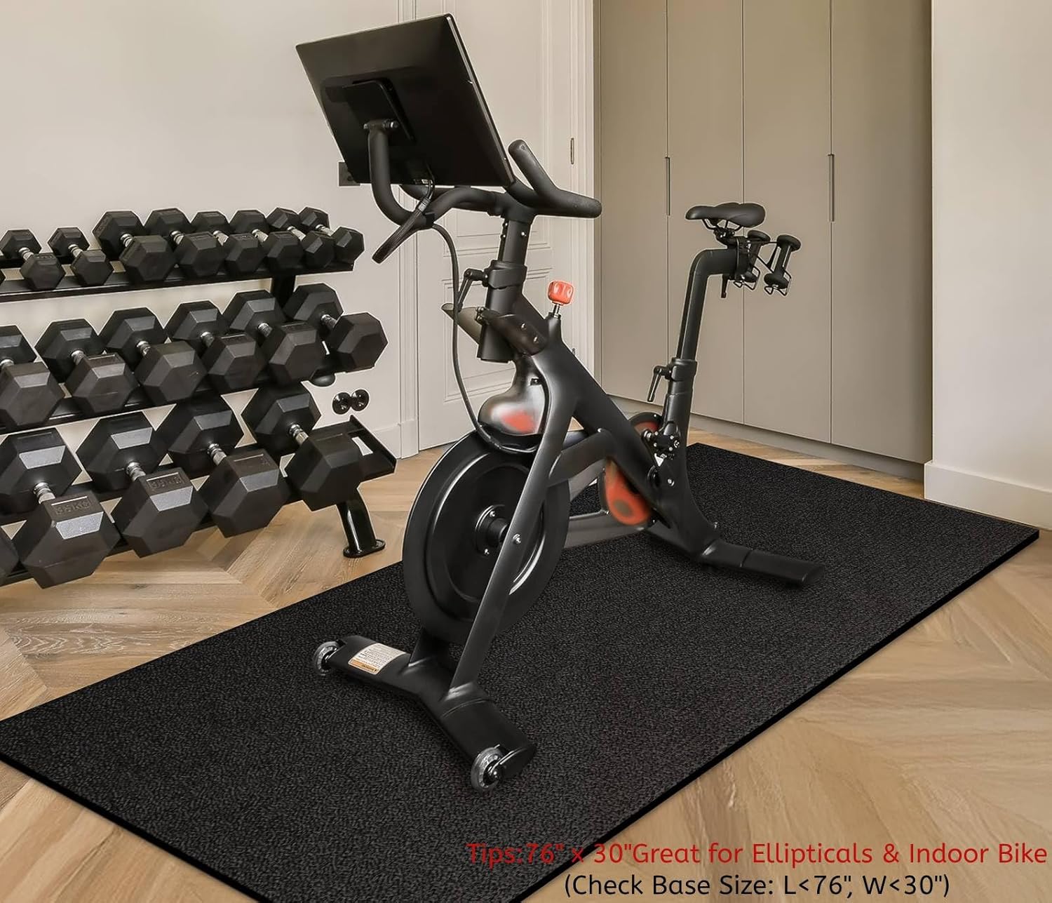 Treadmill Mat, 7'x3'/6'x3'/6'x2.5'/5.6'x2'/4'x2', 6mm Thick Exercise Equipment Gym Mat for Hardwood FloorCarpet, Compatible with Peloton Bike, Indoor Spin Bike, Elliptical - Image 3