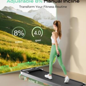 Walking Pad Portable Under Desk Treadmill with Incline 2.5HP for Home Office 265 lbs Capacity Remote Control LED