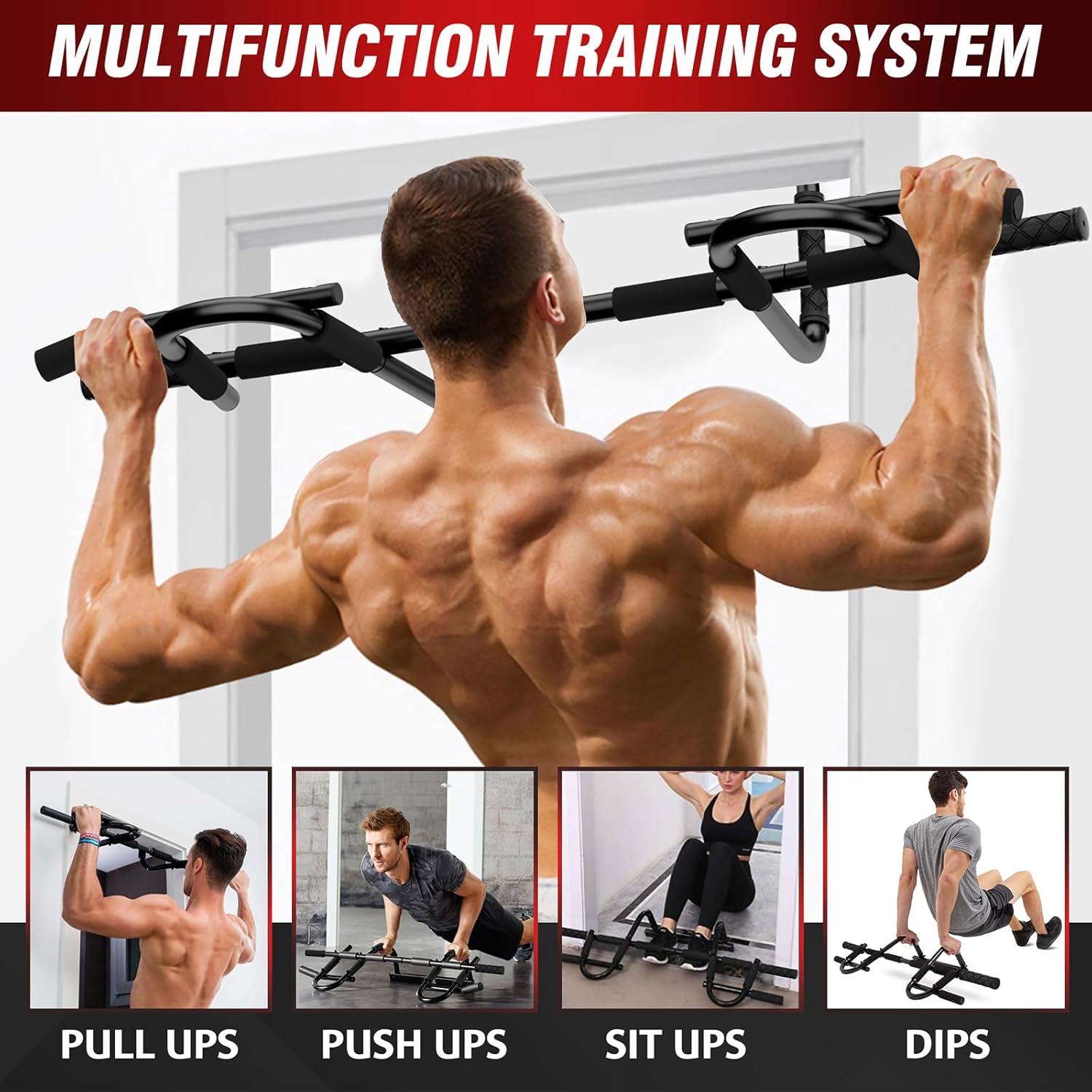 TOPOKO Upgrade Pull Up Bar for Doorway - Max Capacity 440 lbs, Portable Upper Body Workout Bar for Strength Training - Image 4
