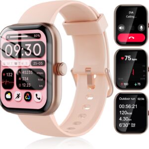 Smart Watch for Men Women, 100+ Sports Modes, Heart Rate/SpO2/Sleep Monitor, 1.91″ Touch Screen, Bluetooth Calls, IP68 Waterproof Fitness Tracker, Alexa Built-in, iOS Android Compatible (Pink)