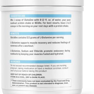 NutraOne GlutaOne L-Glutamine Powder Post Workout Recovery Supplement (75 Servings)