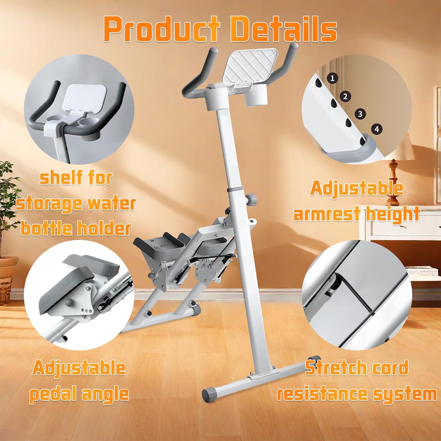 Stair Stepper Folding Vertical Aerobics Appliances Exercise Climber for at-Home Workouts Total Body Exerciser with Handle 242LBS Load with Pedal/Stand/Cup Holder, Step Angle Adjustable - Image 4