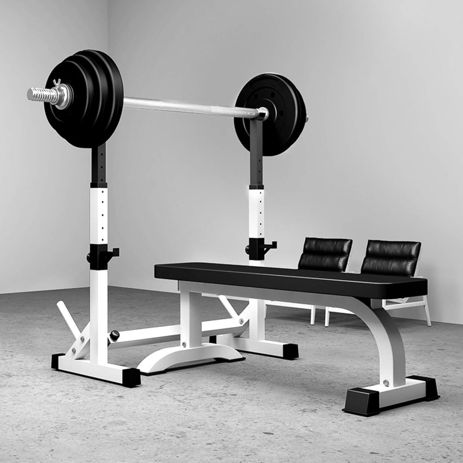 Barbell Rack Stand - Multifunctional Adjustable Squat Rack, Heavy-Duty Dumbbell Rack,Strength Training Dip Station, Home Gym Equipment Max Load 550lbs - Image 9